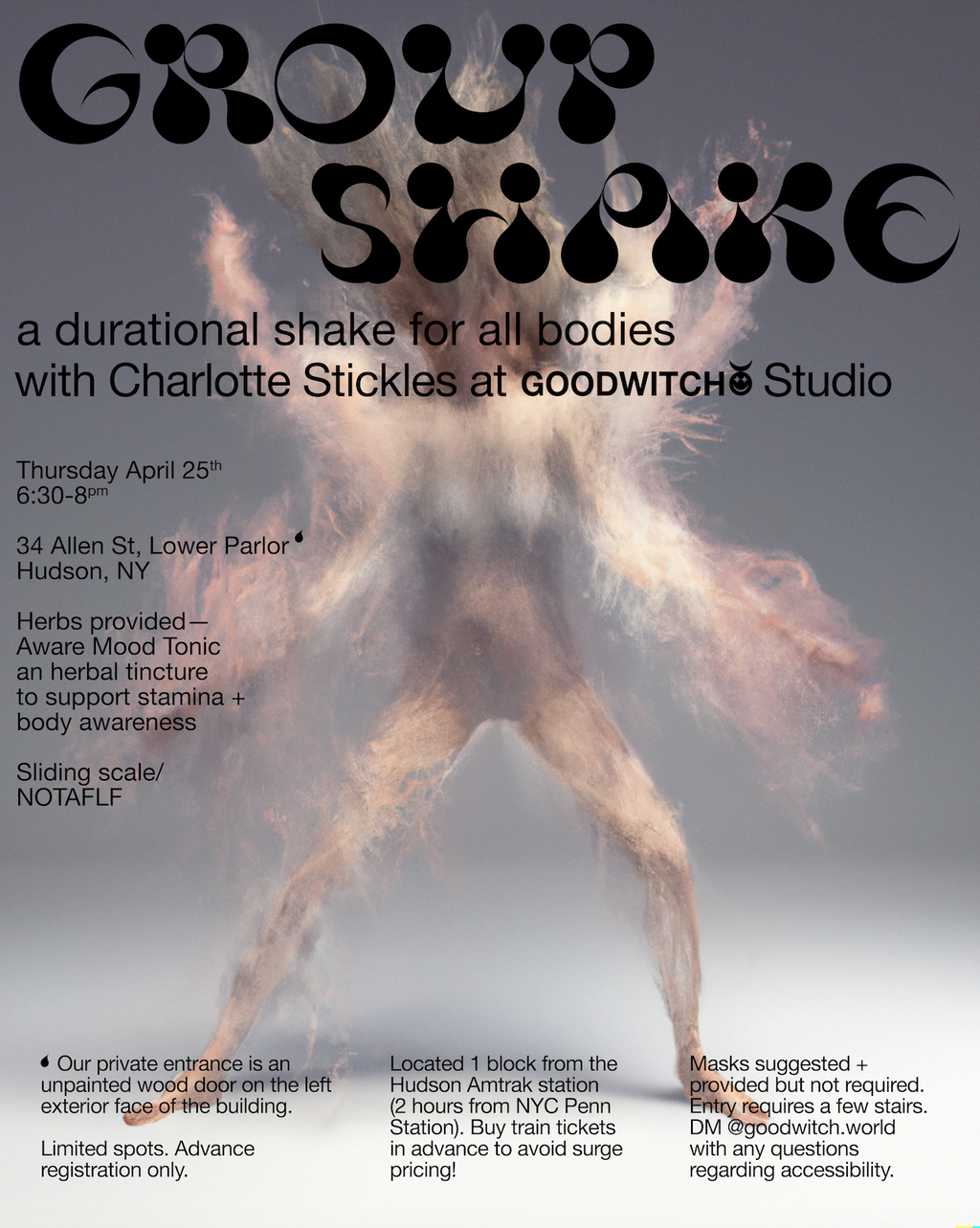 GROUP SHAKE — a durational shake for all bodies with Charlotte Stickles at GOODWITCH Studio